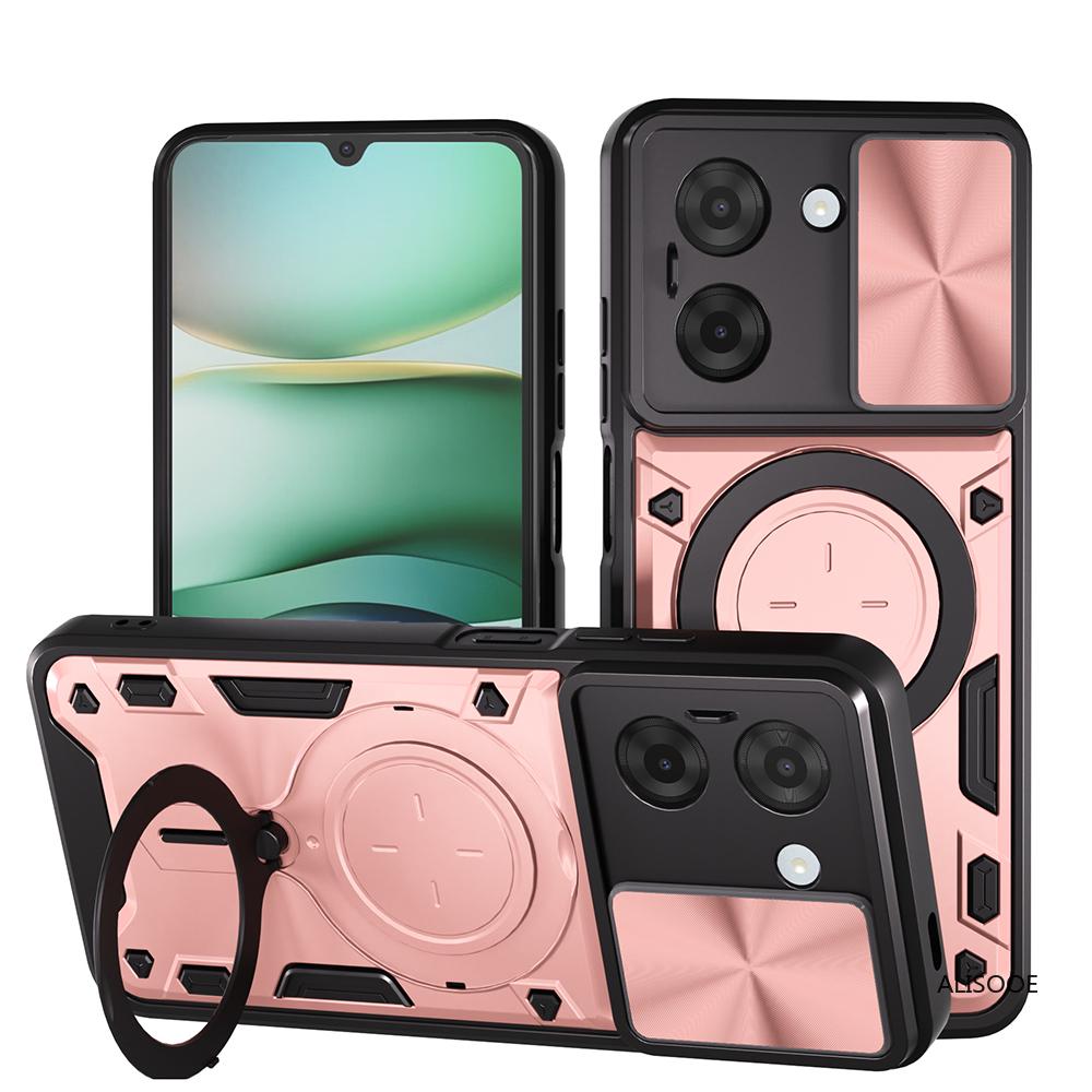 

for Xiaomi Redmi A5 4G 173.3mm (Europe Version) Case Slide Camera Magnetic Ring Stand Cover Shockproof Capa Armor Funda Redmi A5 4G EU 173mm рожевий колір золота