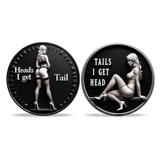 Couple Decision Coin Heads I Get Tail Tails I Get Head Decision Coin Adult Challenge Token Cheeky Decision Coin Prank Gifts for Men Women Date Night