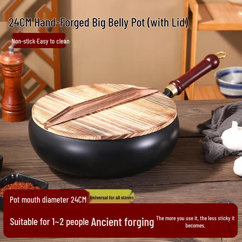 Ancient-Style Non-Stick Thick Iron Wok for Stir-Frying, Stewing, and Soup - Household & Commercial Use