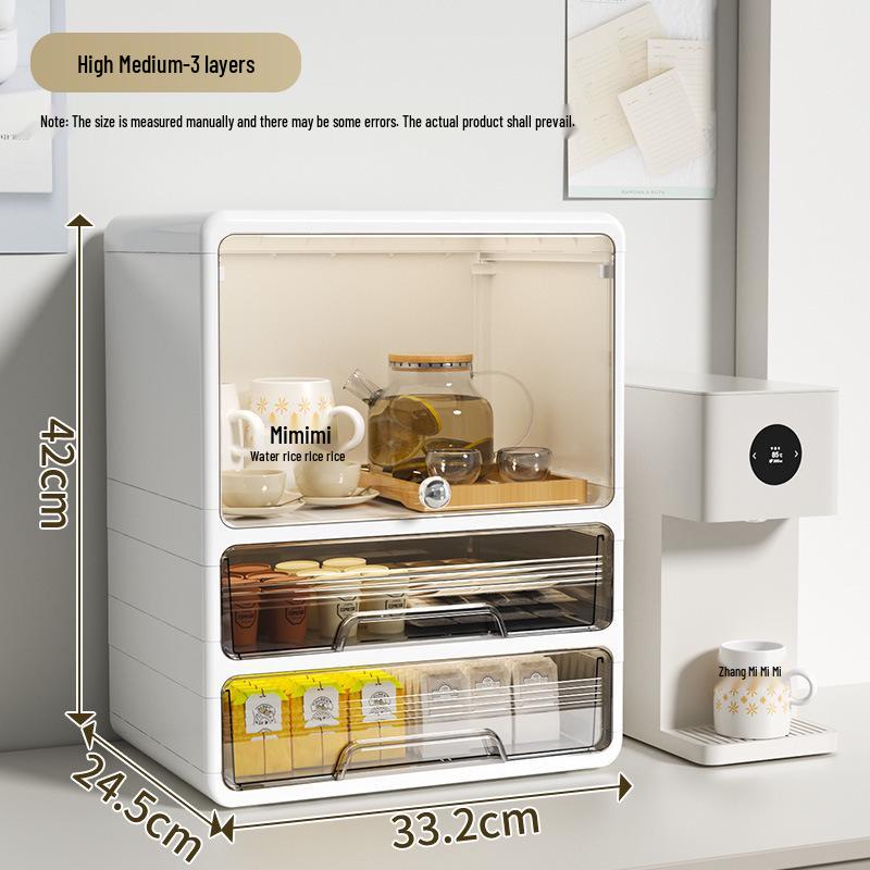 Multi-layer Dustproof Cup Holder & Storage Rack for Living Room