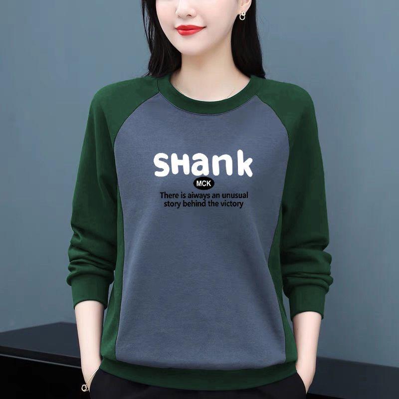 

Женский свободный свитер с круглым вырезом и длинными рукавами на весну и осень, рубашка с длинными рукавами и буквенным принтом XS