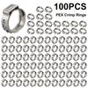 100Pcs 1/2 Inch Single Ear Stepless Hose Clamps 304 Stainless Steel PEX Clamp Clamping Ring Crimping Tool Stepless Hose Clamp