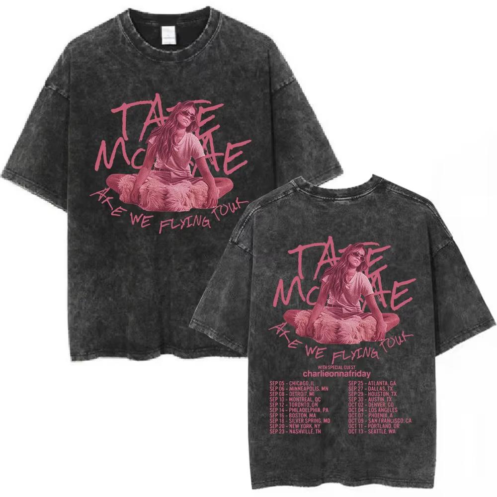 Trendy Tate Mcrae Greedy Album Tour Merch T Shirt Men Women Vintage Washed Short Sleeve Oversized Casual Tee Top