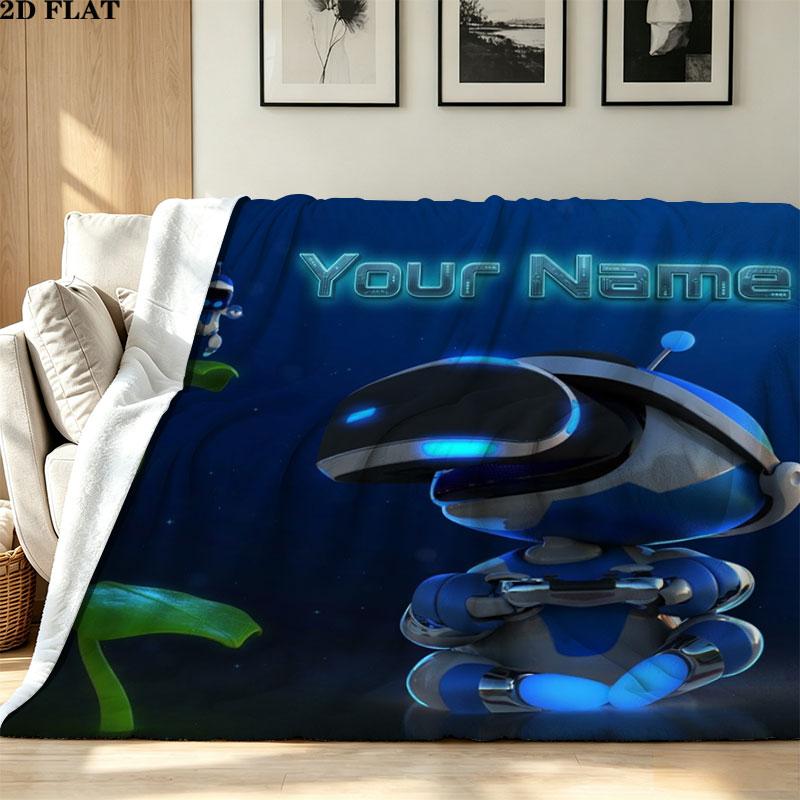 1PC ASTRO BOT Custom Name Patterned Flannel Blanket Suitable For All Seasons for Home Decor Warmth and Comfort Gifts Holiday Present