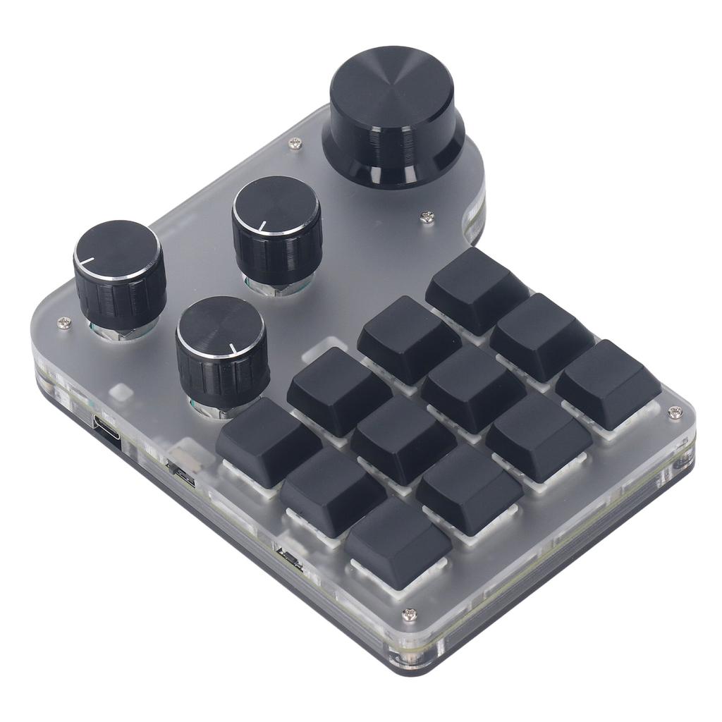 Mechanische Gaming-Tastatur mit USB-Mini-Makro, programmierbar, USB C, BT, 2,4 G, 3 Modi, 12 Tasten, 4 Knöpfe, Blau