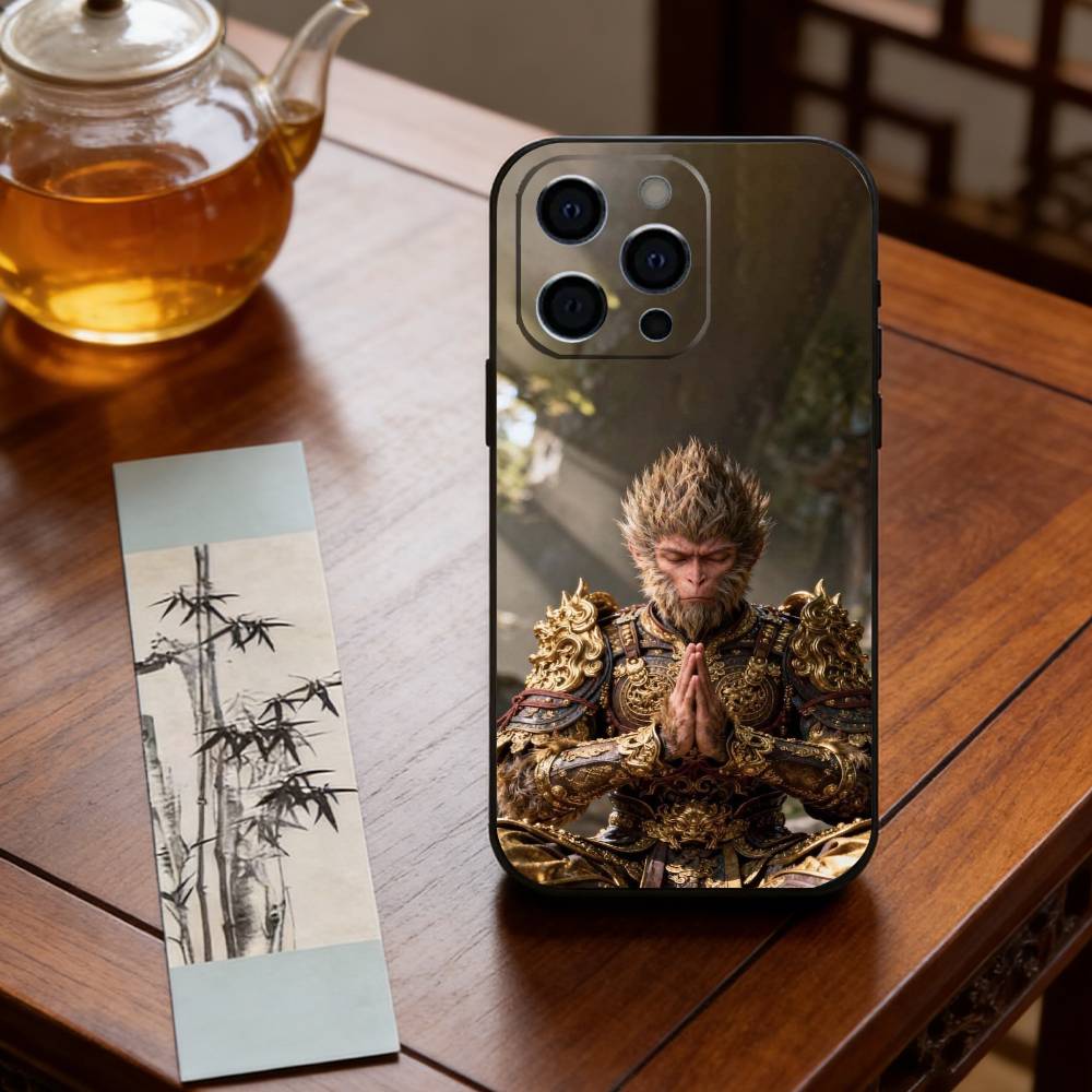 Black Myth WuKong Phone Case For iPhone 17, 16,15,14,13,12,11 Plus,Pro Max, Others Soft Black Cover