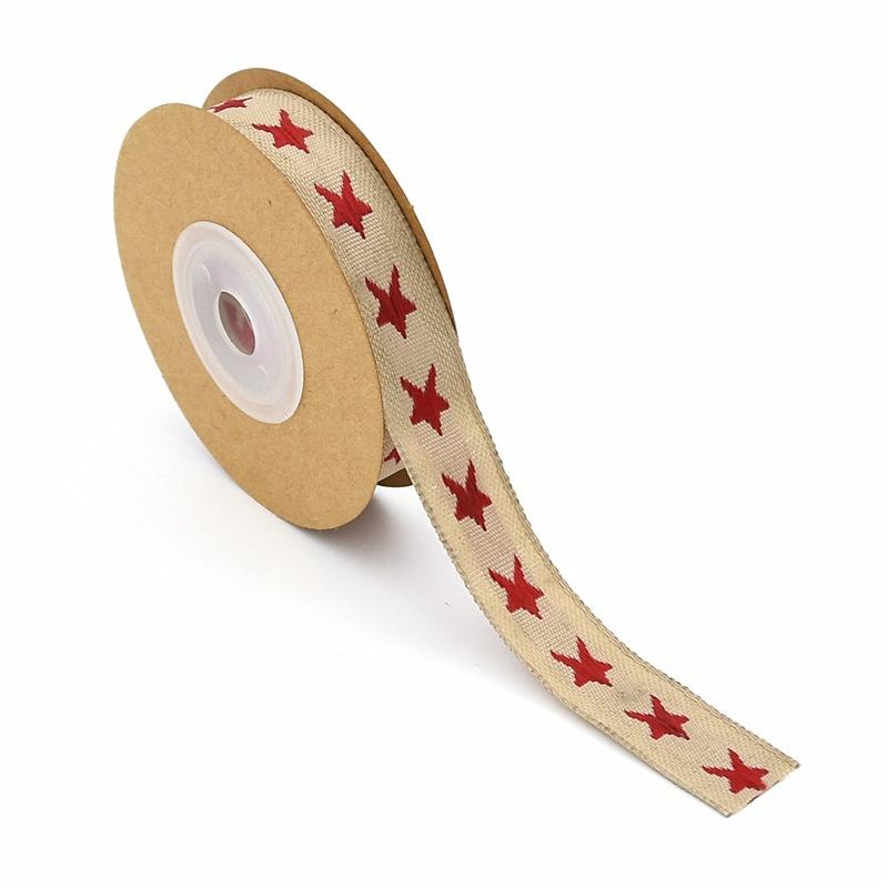 Weihnachtsband aus Baumwolle und Leinen, 1,5 cm, DIY-Zubehör, Band für Weihnachtsgeschenkverpackungen, 4,5 m