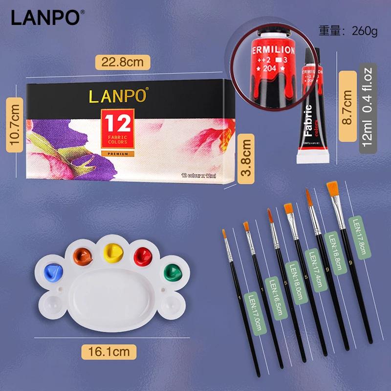 Set de pigmenți acrilici LANPO pentru sticlă/textile, 12/60 ml, 12/24/36 de culori, tuburi, pentru desenul artistului, vopsea pe bază de ulei și apă, materiale de artă