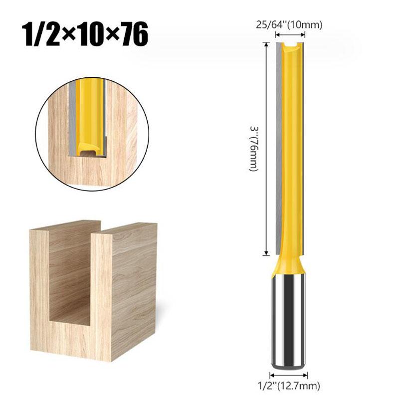 12mm 1/2inch Shank Router Bit Double Flute Long Straight Bits Grooving Bits Trimming Cutter Woodworking Milling Tools