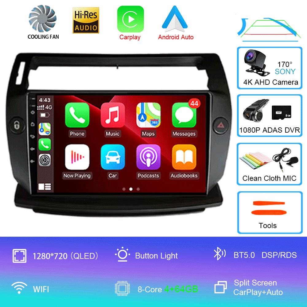 For Citroen C4 C-Triomphe C-Quatre 2004 - 2012 Screen Android 14 Car Radio Multimedia Player CarPlay Android Auto Car 4G WiFi
