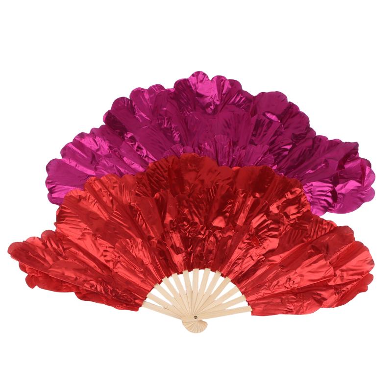75Cm Peony Petal Dancing Fan Bright Cloth Double Side Yangko Dance Fan Ladies Hanfu Cheongsam Props Folding Hand Fans