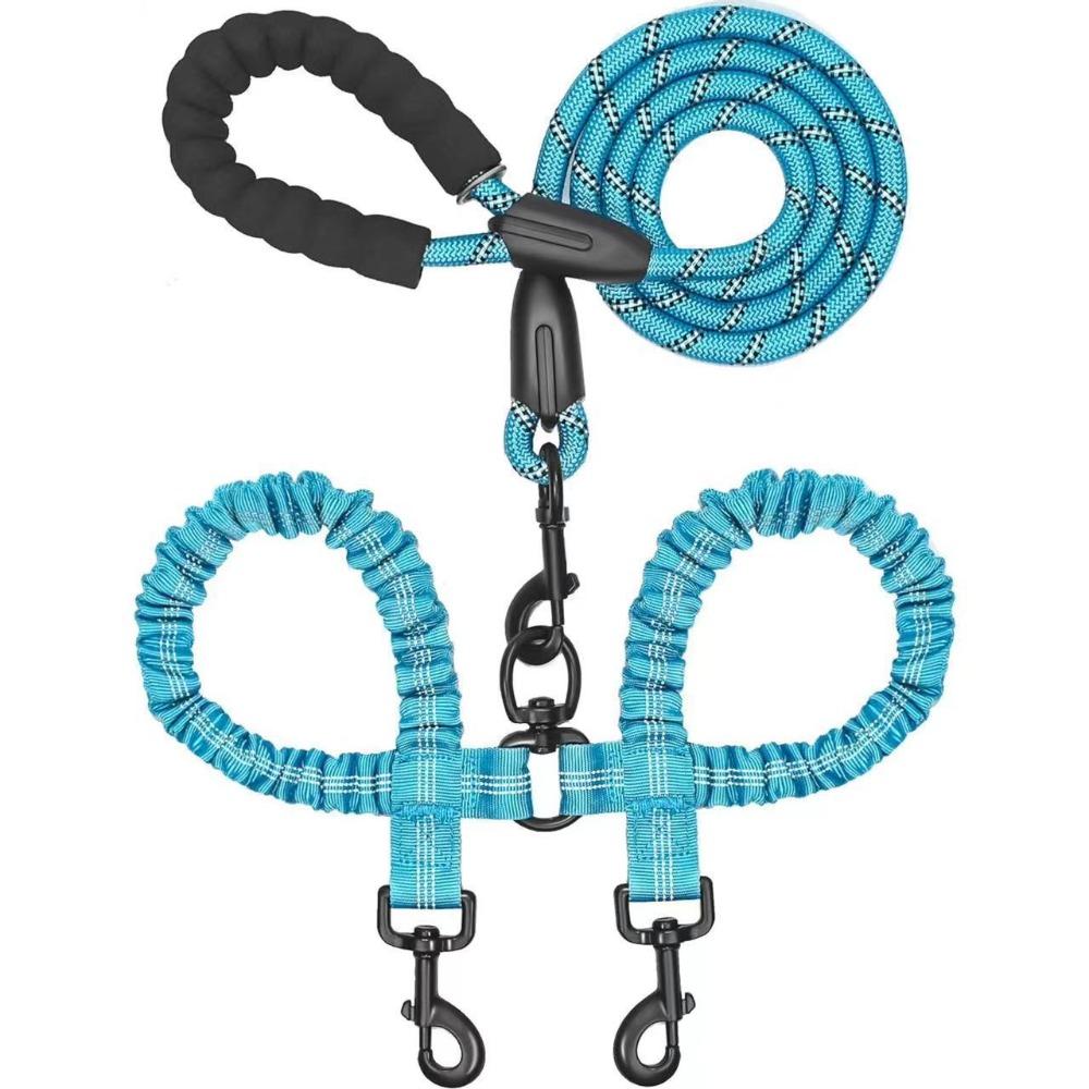 

Shock Absorbing Double Head Dog Rope Nylon Elastic Traction Rope Pet Walking Rope Large Breeds светло-синий
