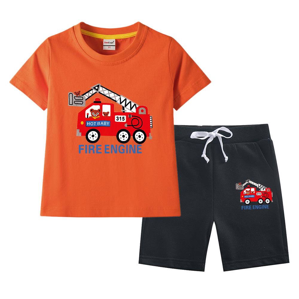 Boys' Summer 2023 Loose Short-Sleeve Shorts Two-Piece Set for Kids