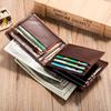 Men's Leather Short Wallet First Layer Cowhide Retro Leather Handbag Men's Anti-theft Card Bag