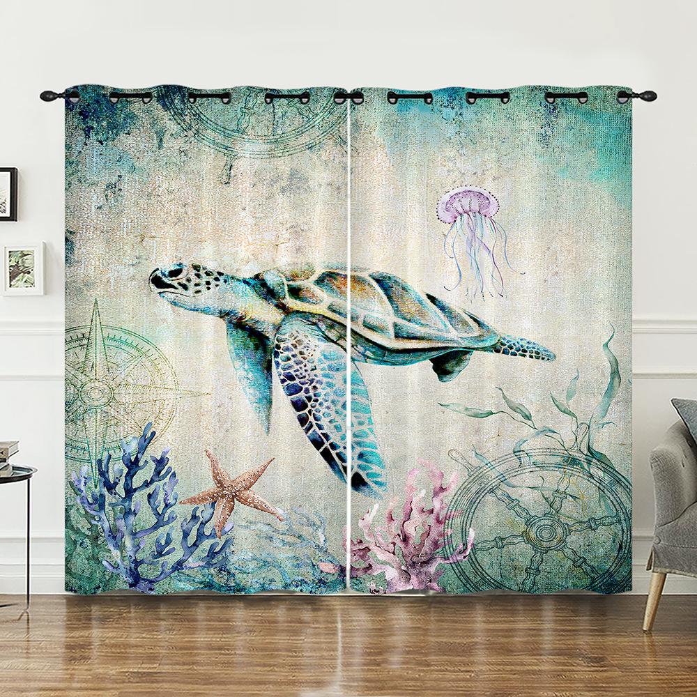 Curtains Animals Turtles Sunflower Curtains Digital Printing Blackout Curtains No Punching
