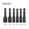 6pcs Screw Tap Socket Adapter Set 412mm Extension Bar for Electric Drills