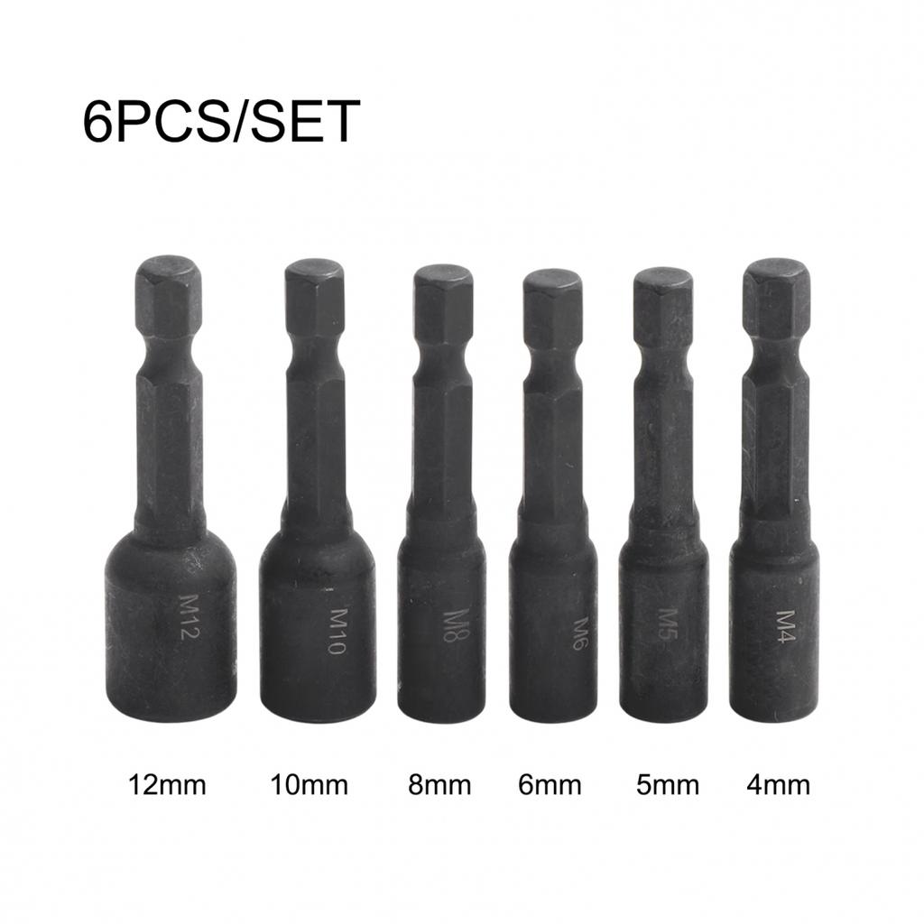 6pcs Screw Tap Socket Adapter Set 412mm Extension Bar for Electric Drills