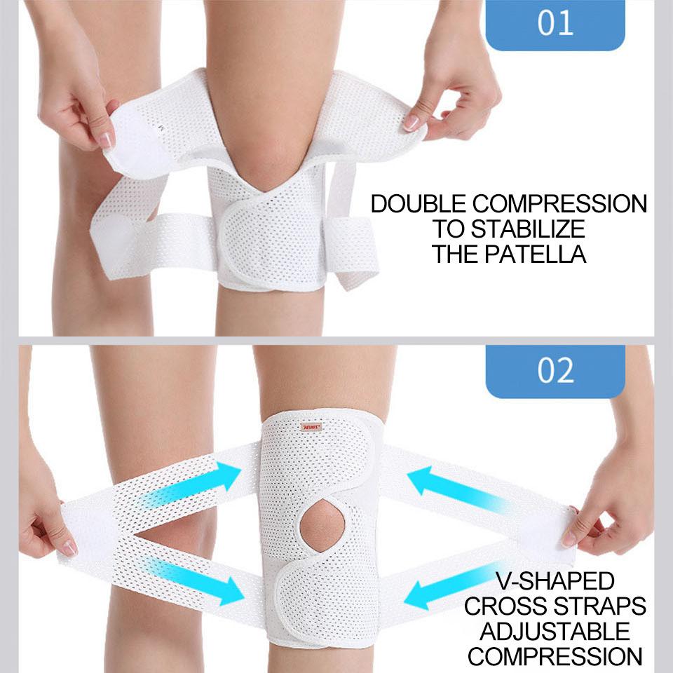 AOLIKES 1 PEZZO Ginocchiera per Dolore al Ginocchio Supporto Ginocchio a Compressione con Tessuto Air Mesh Stabilizzatori Laterali Sollievo ACL Artrite