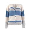 Winter Women's Knitted V-neck Stitching Button Striped Sweater Top