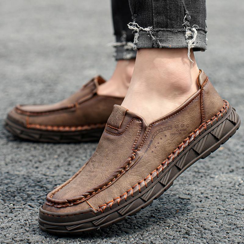 Übergröße 46 47 48 Handgefertigte Leder Freizeitschuhe für Herren Slipper Herren Mokassins Herren Fahrschuh Slipper Flats Männlich Gummisohle