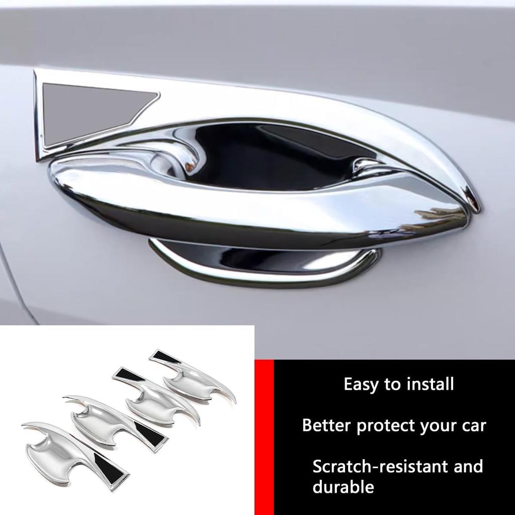 Car Accessories Fit for Hyundai Tucson 2025 2024 2023 2022 Exterior Door Handle Bowl Cover Trims (Chrome) 4PCS ABS