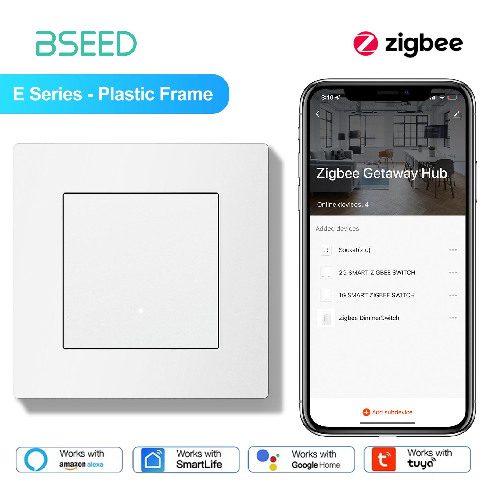 

BSEED Zigbee Wall Light Button Switches Tuya Smart Life Alexa Control Plus French Power Sockets Matte Plastic Frames E-Series