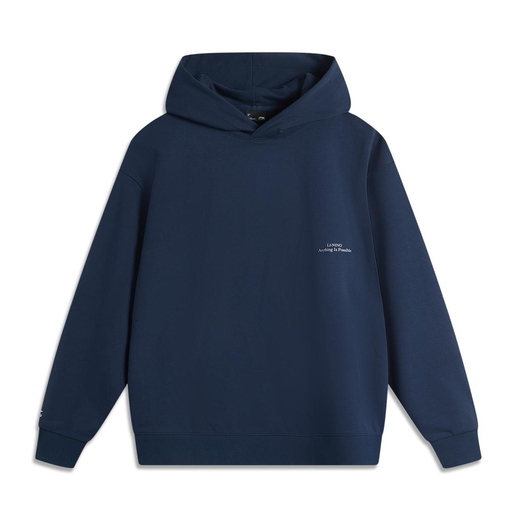 Li Ning Sports Fashion Series Pullover Long Sleeve Casual Hoodie Unisex Hoodies Deep-Navy AWDUB65-6