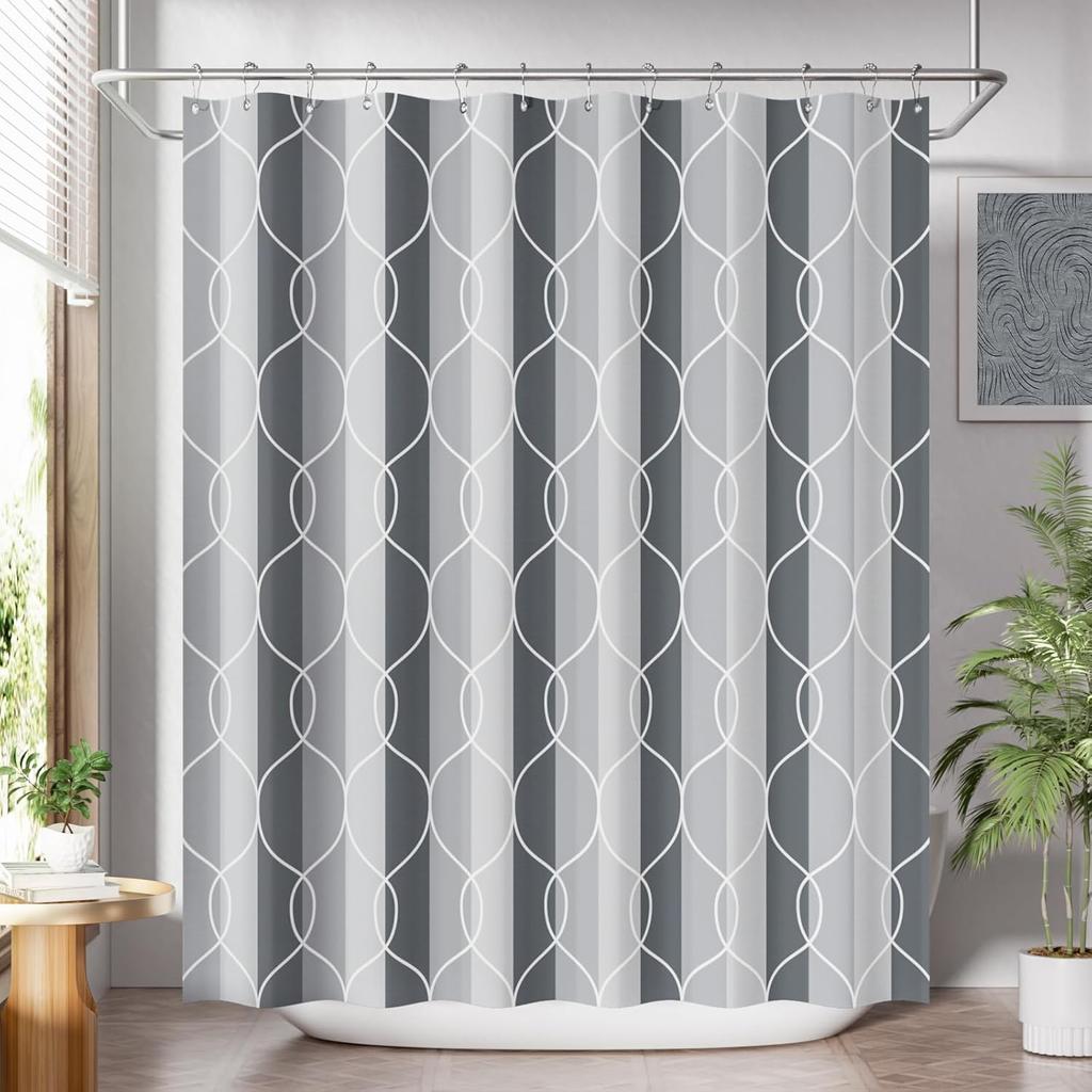 Shower Curtain Blue,Washable Cloth Ombre urtain Hooks, Rustic Waterproof Dark Sea Blue Farmhouse Shower Curtains for Bathroom