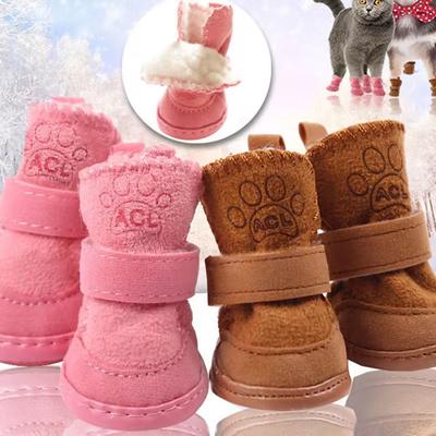 4 st/set Husdjur Hundskor Vinter Varma Skor för Små Medelstora Hundar Halkfria Valp Regn Snöstövlar Skodon Katt Hund Promenad Sneakers