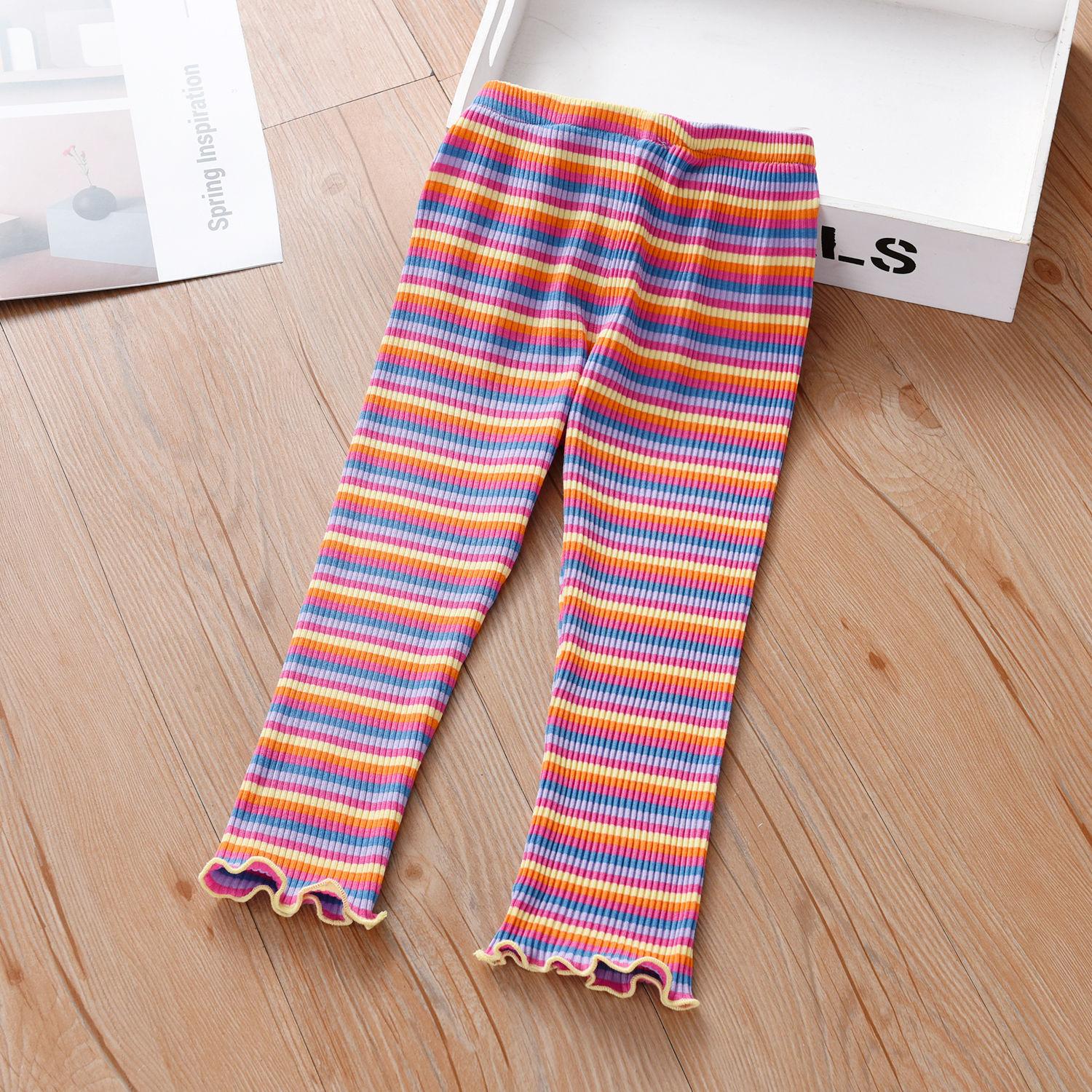 

Леггинсы для девочек, длинные брюки облегающего кроя из чистого хлопка, осенние брюки, повседневные эластичные кружевные полоски 100