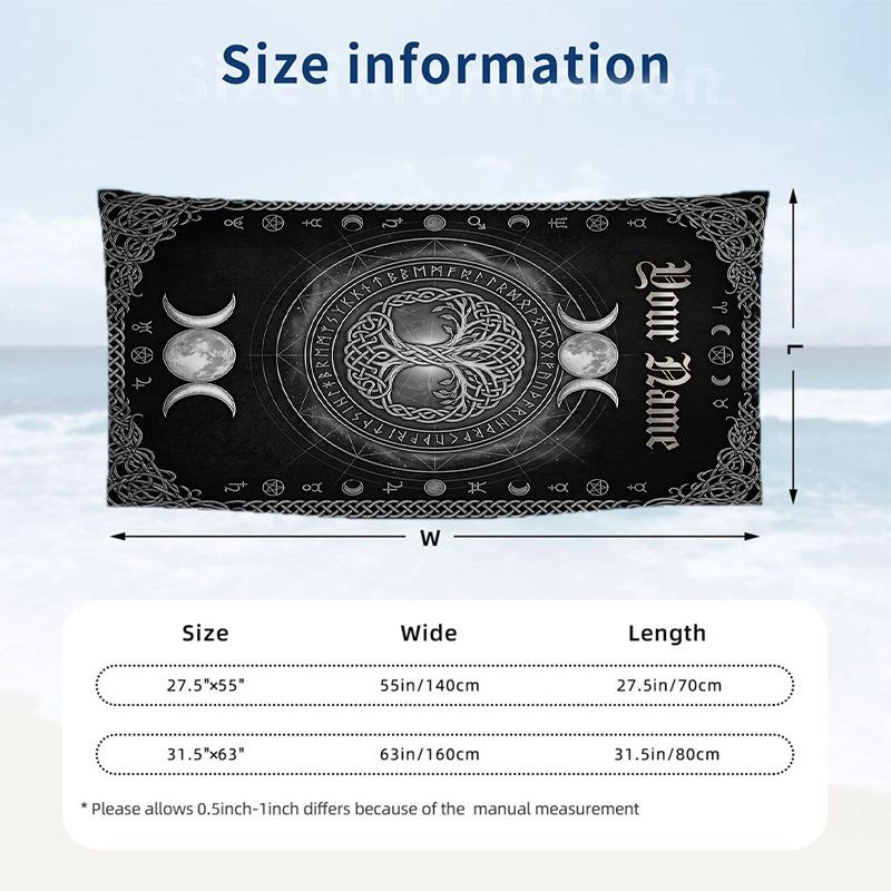 Witchcraft Theme Beach Towel Personalized Custom Name & Text Soft Quick Dry Beach Towel for Swimming Travel
