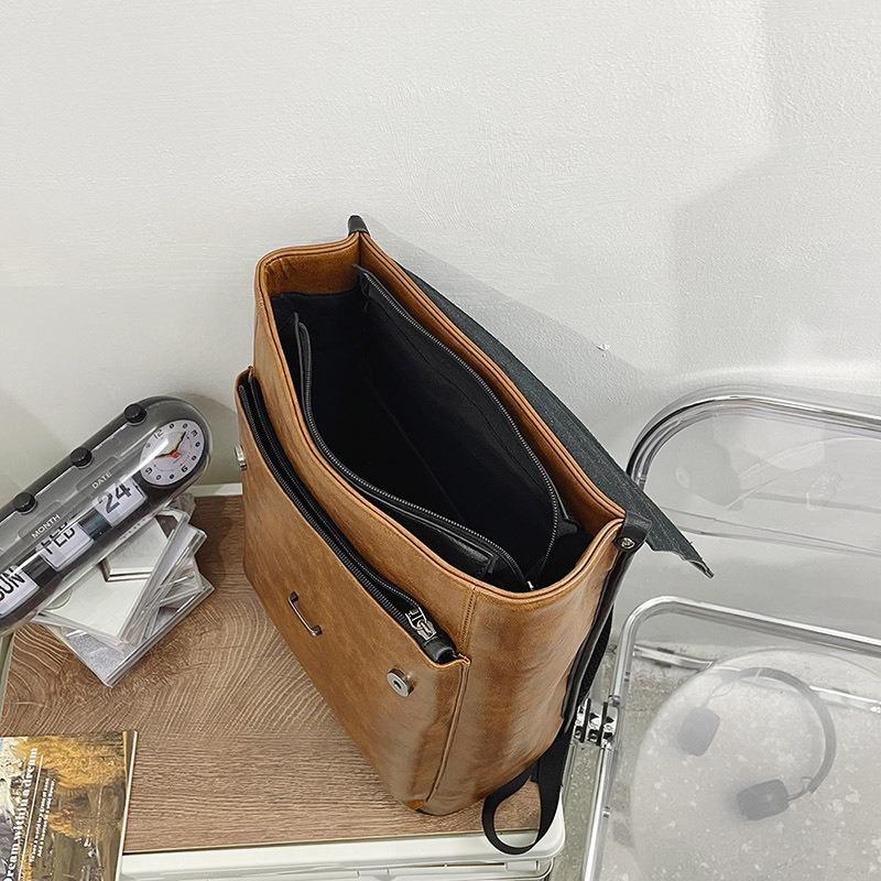 Men's Backpack Fashion Travel Bag Student School Bag Computer Men's Bag Contrast Color Casual Trend Simple Backpack