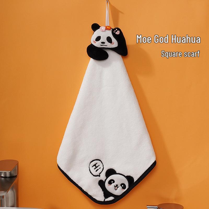 3D Cartoon Cute Hanging Hand Towel - Absorbent Coral Fleece Embroidered Cloth for Kitchen & Kids 40x22