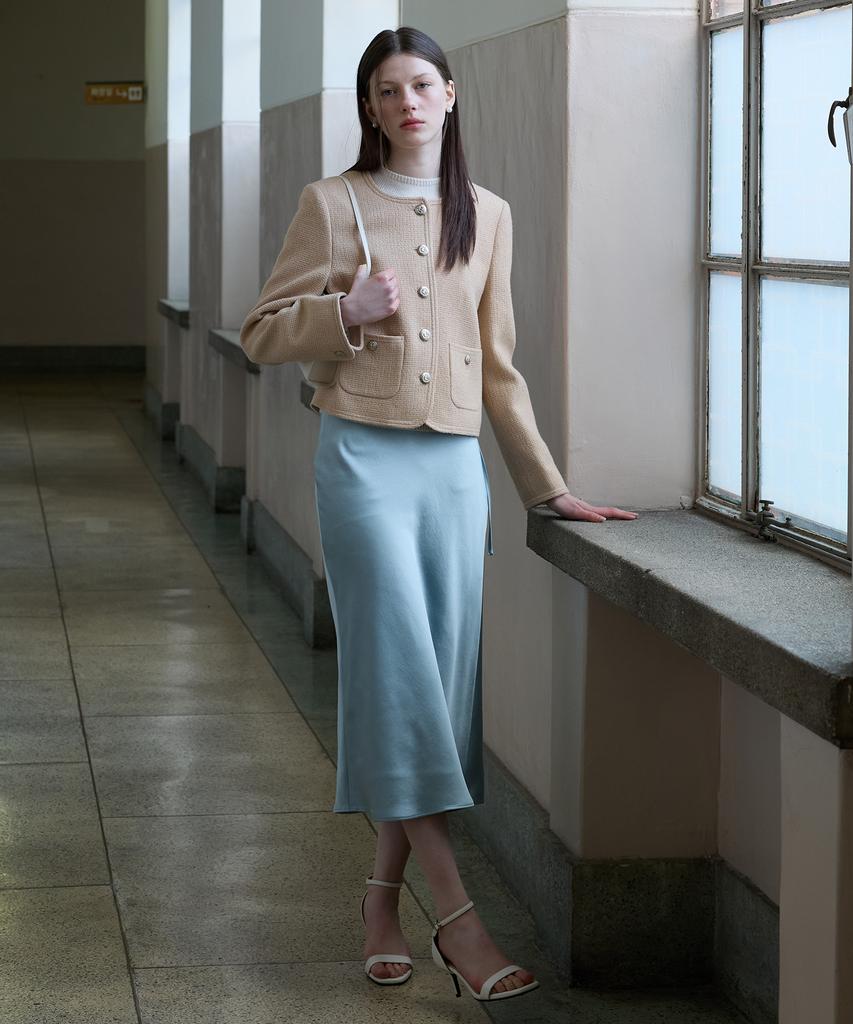 Tudment Satin Long Skirt Mint