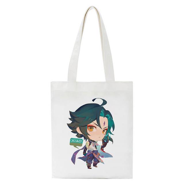 Shopper Genshin Impact Qiqi Anime Shopping Bag Harajuku Canvas Bag Large Capacity Collapsible Kawaii Women Shoulder Bag Handbag