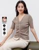 Knitted T-shirt: Summer solid color design, short-sleeved temperament, anti-aging women's top