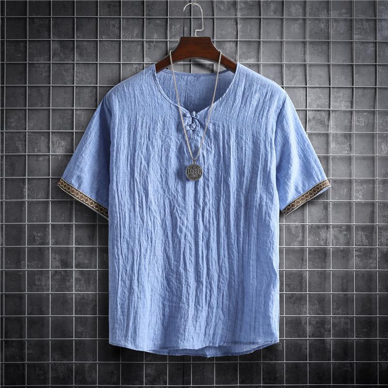Japanese Style Kimono Men Summer Men Three Quanter Sleeve T-shirt Asian Clothes Traditional Chinese Clothing Japanese New