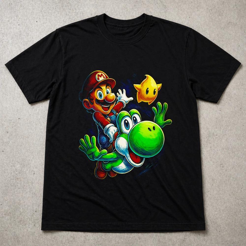 Super Mario Yoshi Star T Shirt Retro Nintendo Gaming Tee Adults Kids 2XL