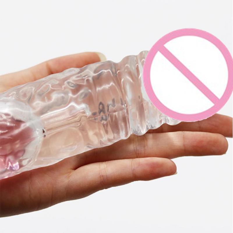 Transparent Penis Extend Sleeve Reusable Condoms Dildo Enhancer Delay Ejaculation Cock Rings Nozzle Sex Toys For Men