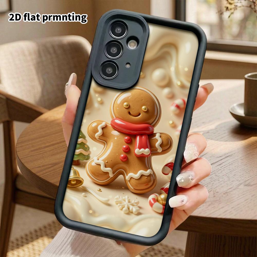Phone Case: 2D flat, suitable for Samsung Galaxy A34 A35 M05 M06 S20 S22 S21 FE Plus 5G protective case, standing gingerbread man, perfect Christmas a