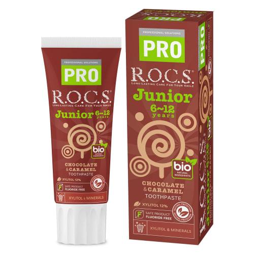 

R.O.C.S. Rox PRO Junior (6-12 years) Chocolate & Caramel Flavored Toothpaste with Minerals for Cavity Prevention, 74g