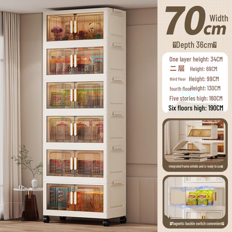 Portable Multi-Layer Folding Storage Cabinet for Kitchen and Living Room