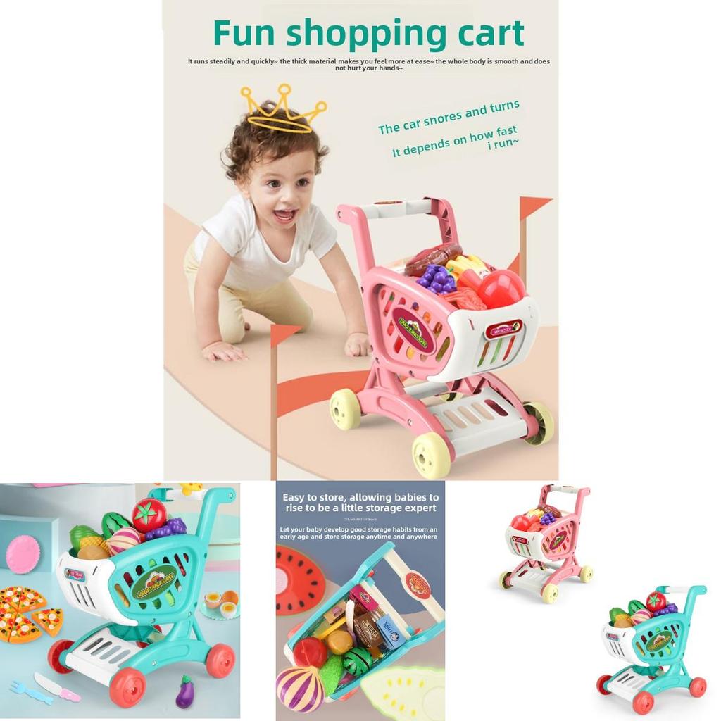 durable Plastic Shopping Cart For Kids Role Play Supermarket Child Development Fun