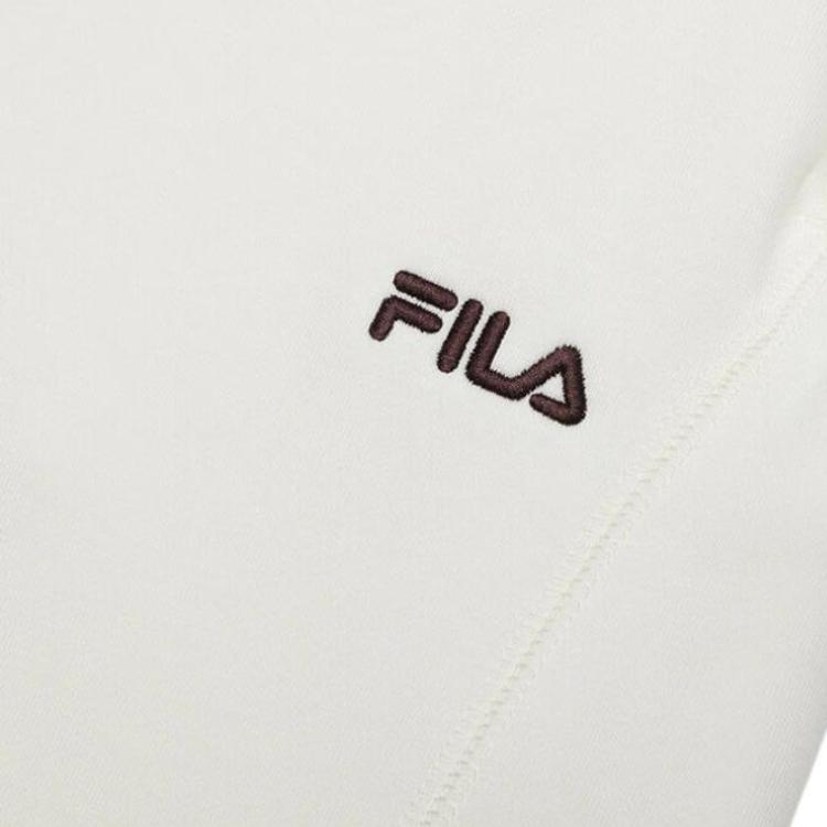 Fila Logo Print Solid Color Outdoor Casual Loose Fit Wide Leg Knit Sports Pants Women bottoms Steam-White F11W439608FIV