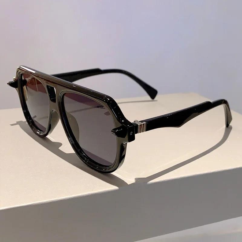Popular Vintage Brand Designer Double Bridge Pilot Sunglasses Women For Men Sun Glasses Punk Luxury Big Frame Shades UV400