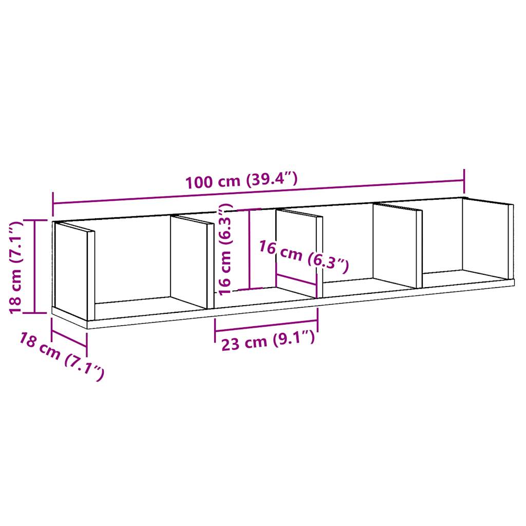CD shelf, decorative wall shelf, 100x18x18 cm