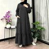 ZANZEA Women Muslim Casual Round Neck Long Sleeve Loose Polka Dot Print Dress