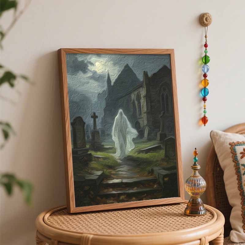 Halloween Digital Oil Painting Moonlight Cemetery Landscape Coloring Painting Hand Painting Home Decoration