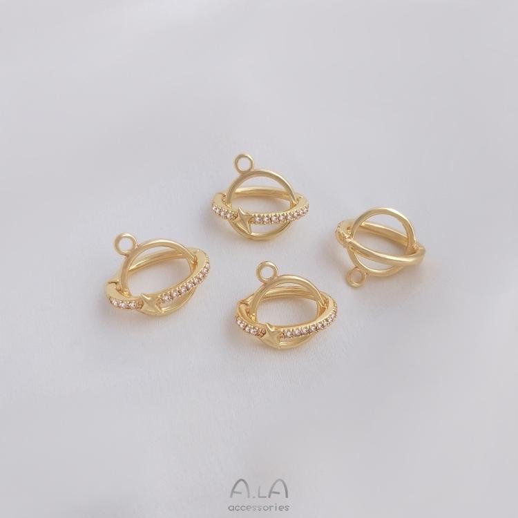 14K Gullfylt Zirkon Planet Lås Anheng for DIY Smykker