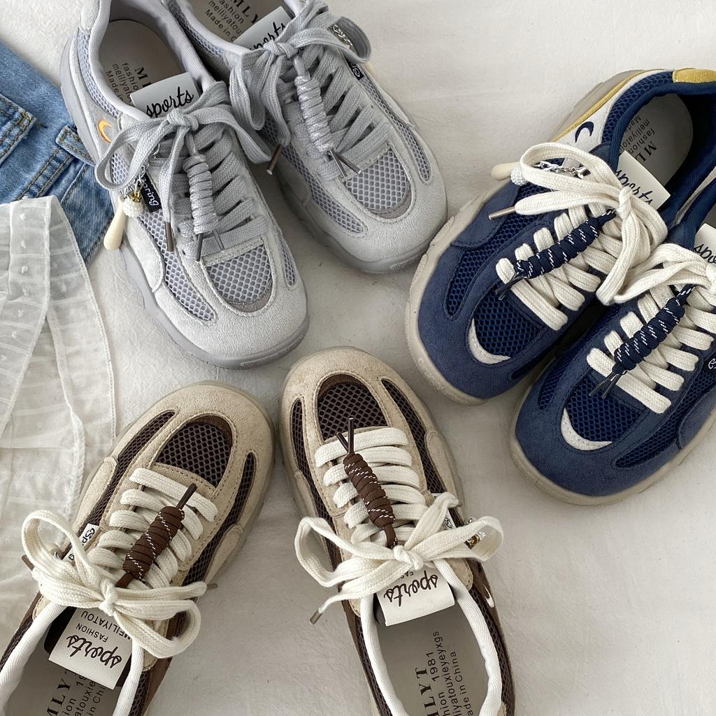 Zhike~ 2025 nové podzimní retro síťované prodyšné ležérní sportovní boty na platformě všestranné německé tréninkové boty